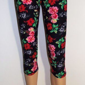 New Mix TROPICAL FLOWERS Brushed Fiber Capri Leggings